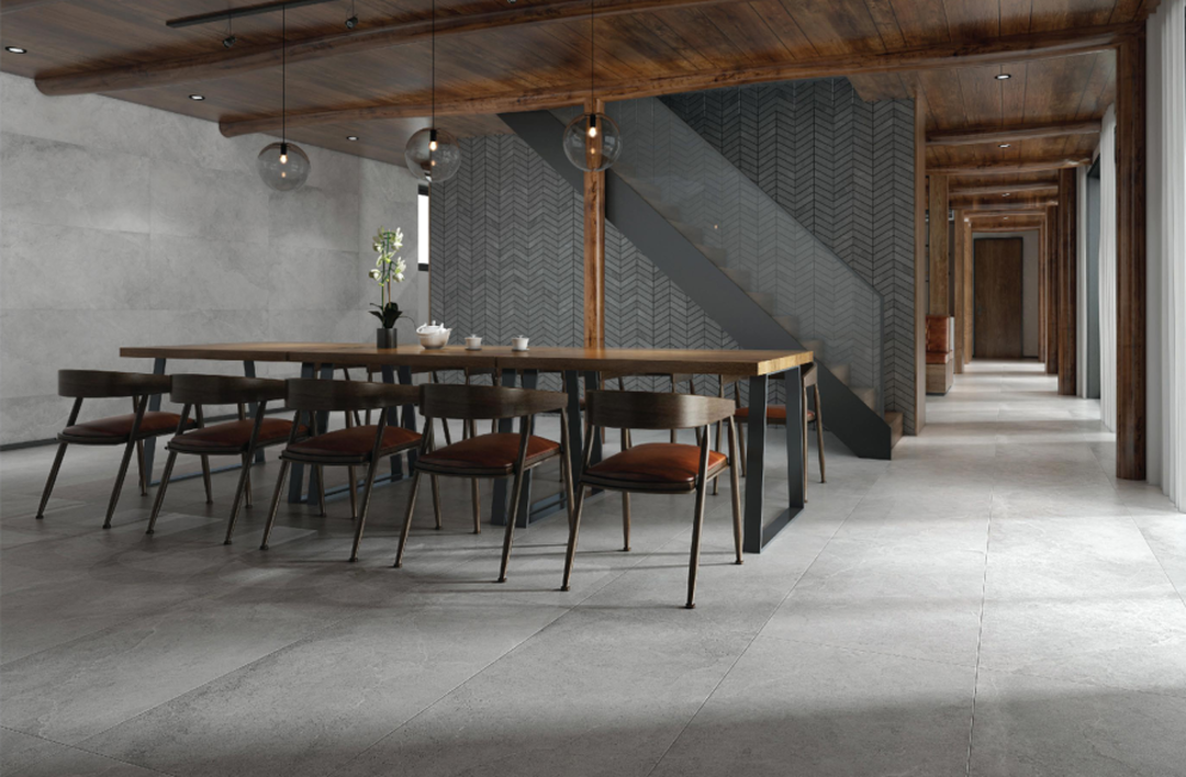 600 × 300 mm Yosemite Light Grey Stone Look In/Out Rectified Porcelain Tile 4258 