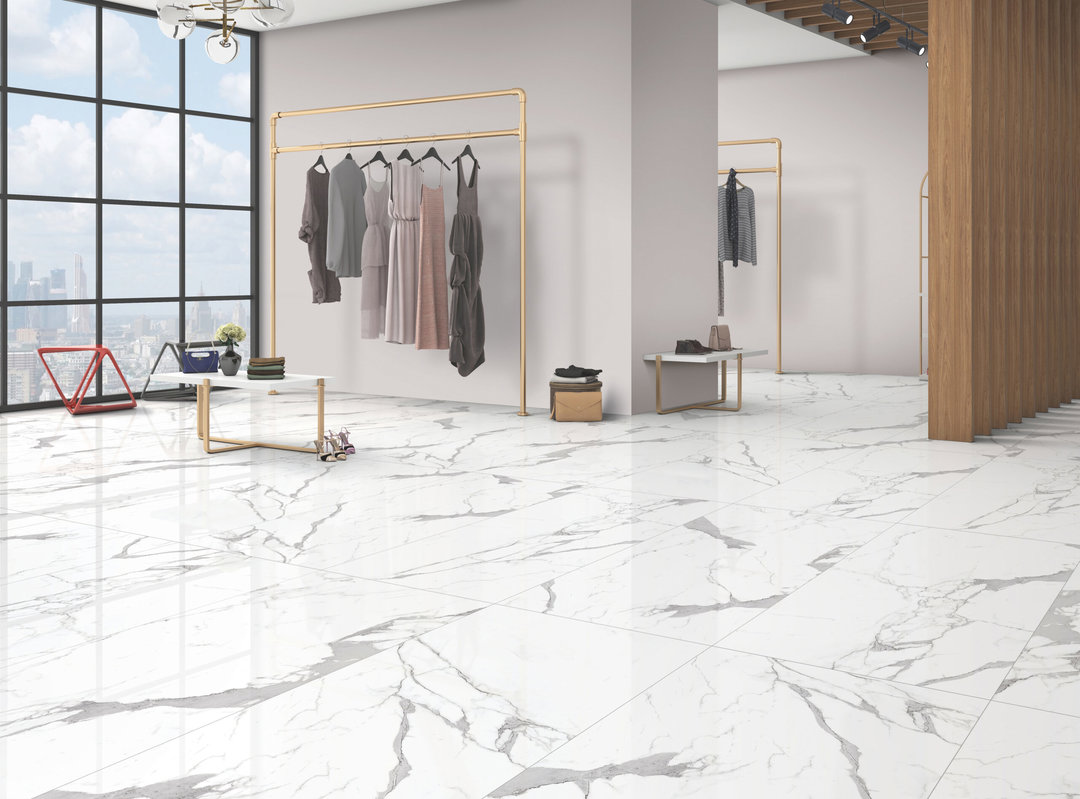 600 × 600 mm Royale Satuario Marble Look Polished Rectified Porcelain Tile 3749 