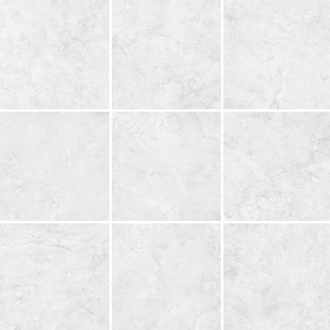 600 × 600 mm Osman White Travertine Look Rectified Matt Porcelain Tile 4354 