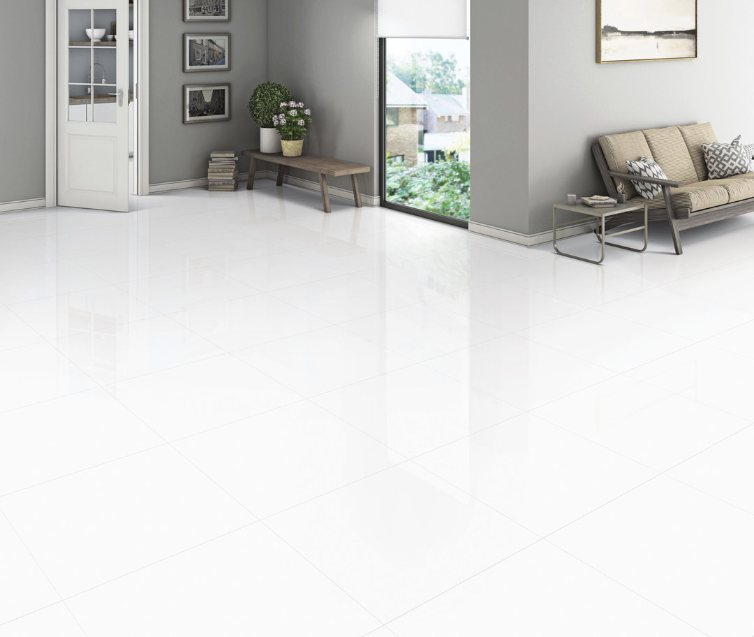 600 × 300 mm White Polished Nano Sealed Rectified Porcelain Tile 4770 