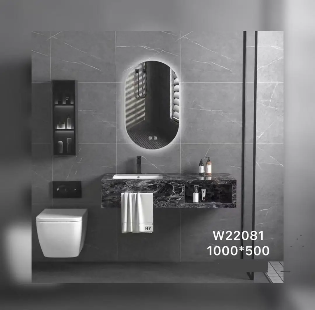 W22081 – Premium Dark Stone Floating Vanity Suite