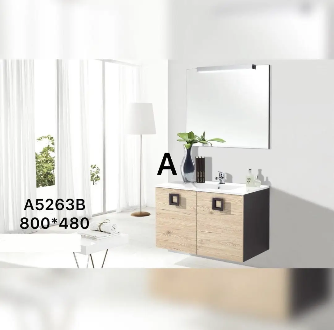 A5263B – Modern Timber Floating Vanity Suite